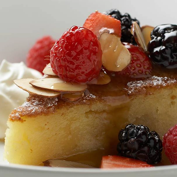 Almond cake with apricot brandy butter